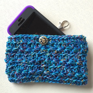 Crochet blue phone case